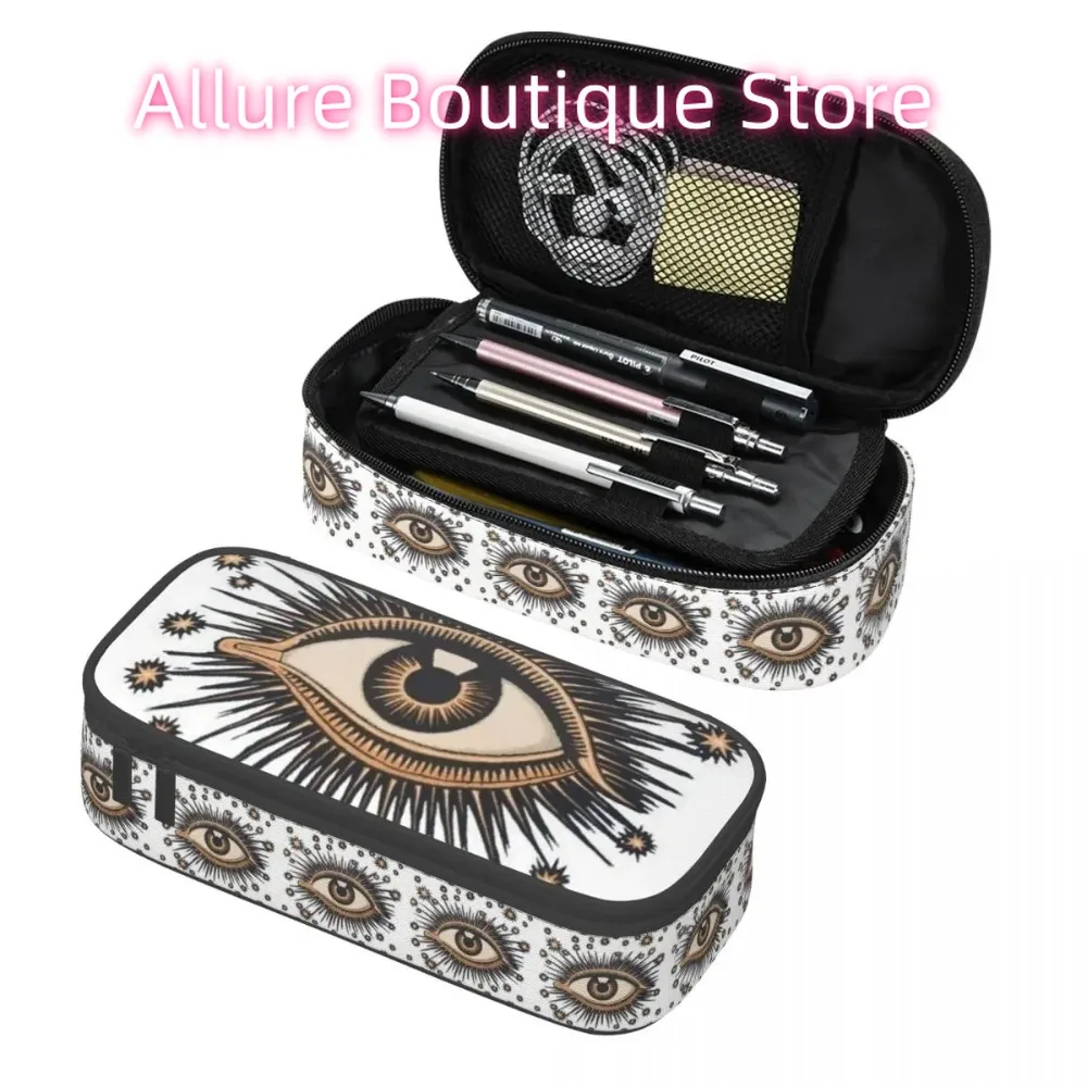 

Custom Vintage Turkish Evil Eye Cute Pencil Cases Boy Girl Large Capacity Amulet Pattern Boho Pencil Pouch Students Stationery