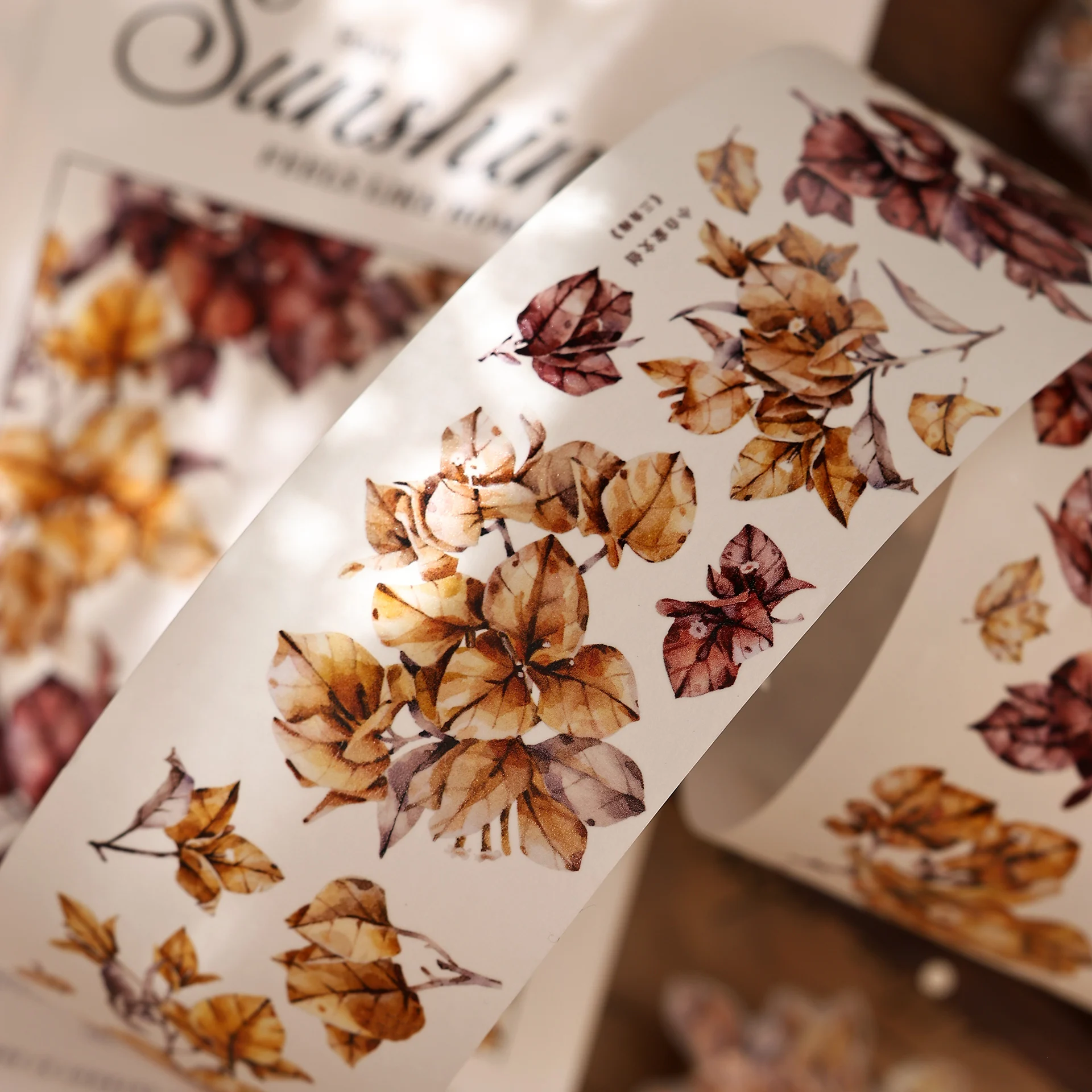 

XiaoBai Blossom maste Washi Tape - Muted Tea Brown PET Floral ribbon Stickers