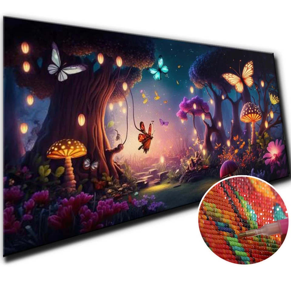 Vibrant Fantasy Forest Butterflies DIY Diamond painting Kits New 2024 Handicraft Mosaic Diamond Embroidery For Home Decor Gift