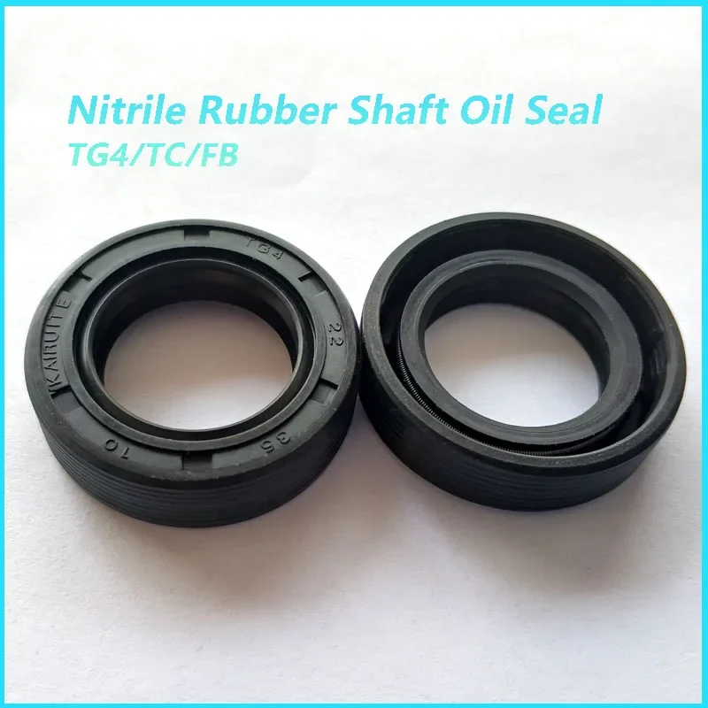 TG4/TC/FB TC 8/10/12/14/15/16/17/18/19/20mm ID Black Nitrile Rubber NBR Grooved Lip Spring Gasket Radial Shaft Skeleton Oil Seal