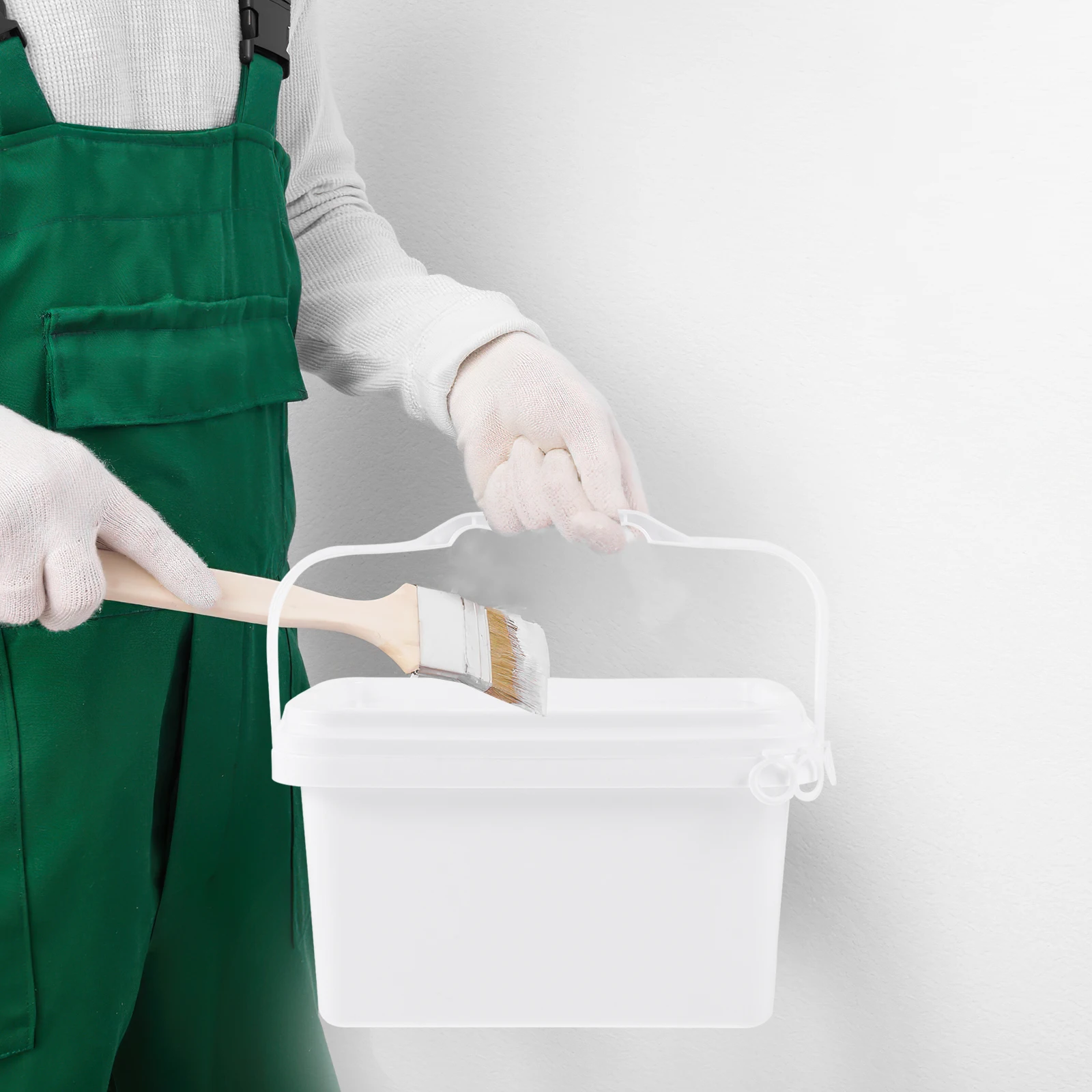 

Paint Bucket Storage Container 0.5 Gallon White PP Material Lightweight Handheld Lid Coating Can Empty Favor Containers
