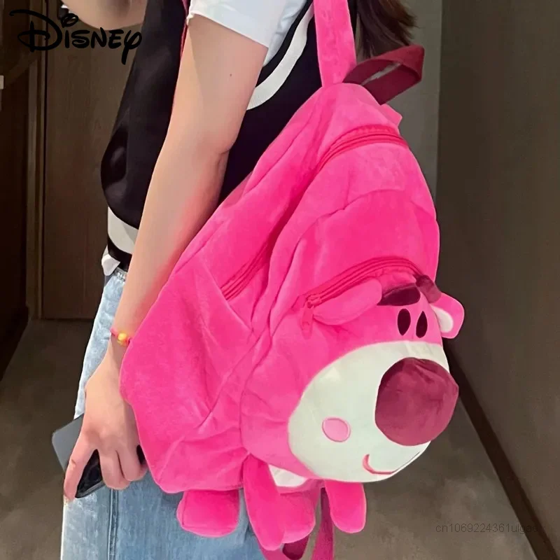 Disney-Sac à Dos en Peluche Dessin Animé Ours Lotso pour Fille, Mignon, Kawaii, Style Japonais et Coréen, à la Mode, Initié, Cartable d'Étudiant, Y2k