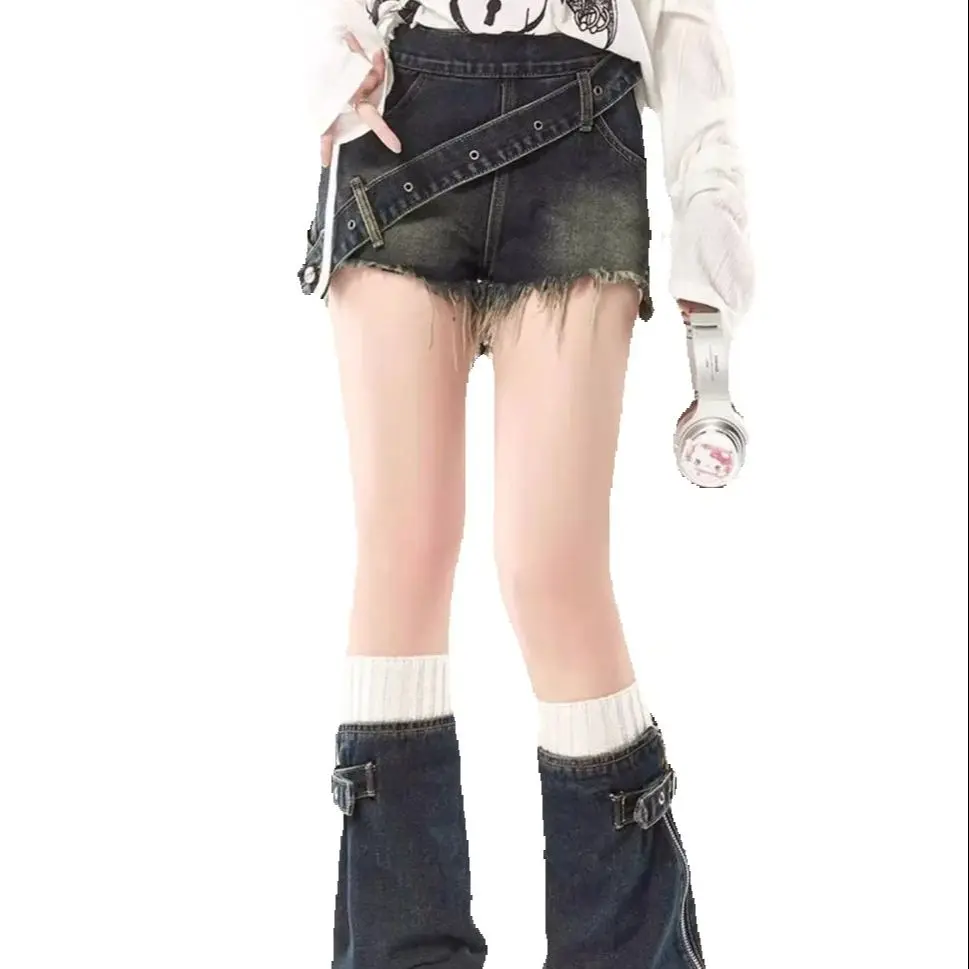 American Retro Side Zipper Denim Shorts Women 2025 Spring Summer New Niche Hot Girl Design Pants