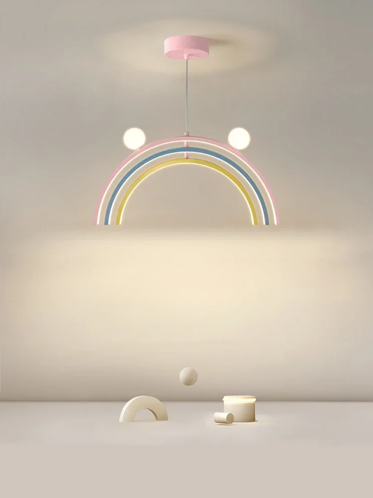 

Creative Rainbow LED Chandelier Lighting Modern Nordic Children's Study Room Art Hanging Lamp Bedroom Girls Home Deco Fixtures