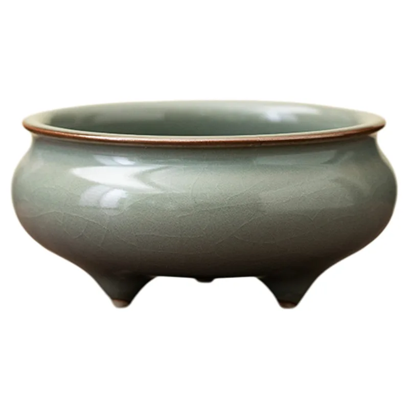 Ceramic Tripod Incense Burner Handmade Tea Ceremony Mini Censer Home Decor Living Room Zen Meditation Ornament