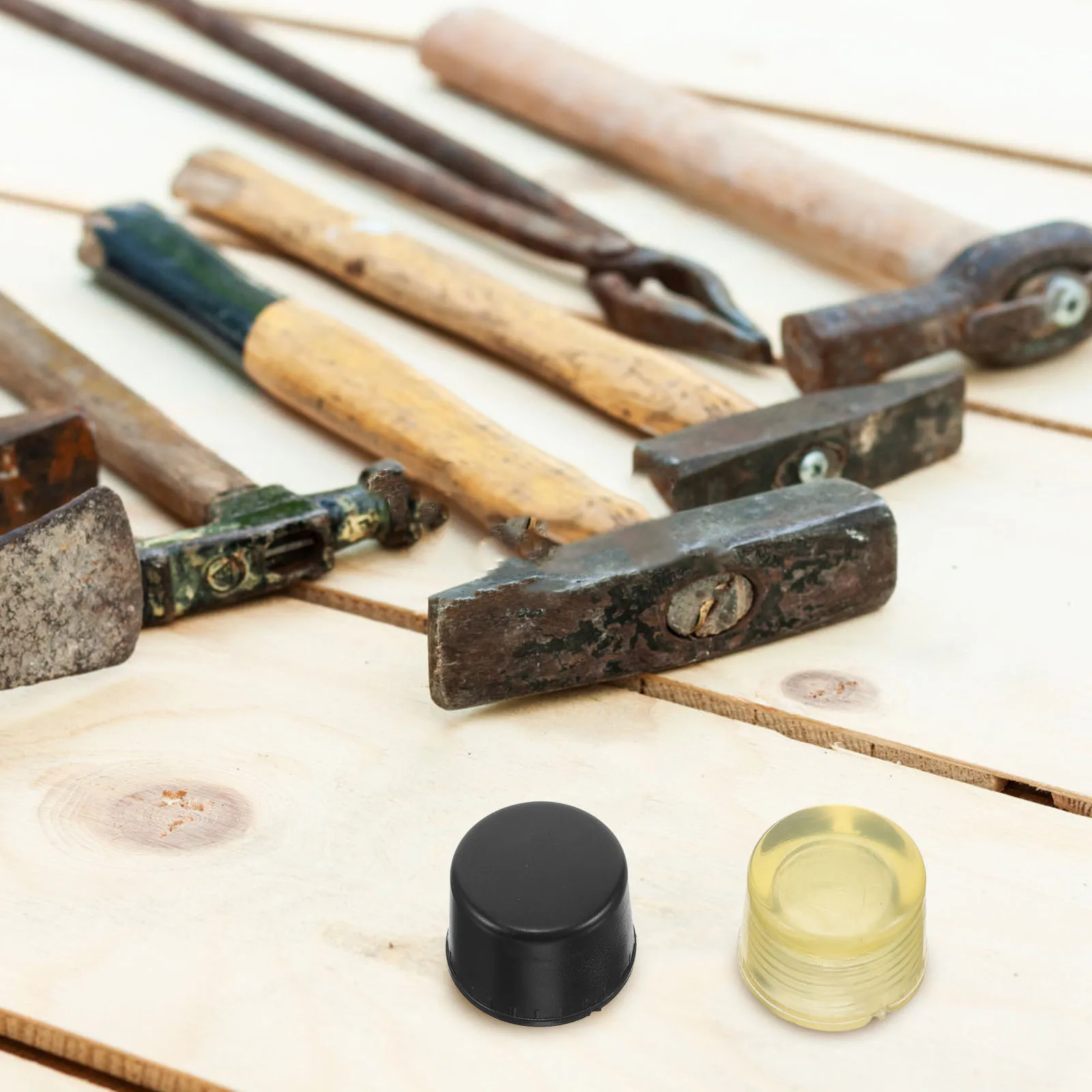 

1Pair Rubber Hammer Replacement Tips Mallet Hammer Tips Durable Flexible Thread Structure Easy Installation Replacement Parts