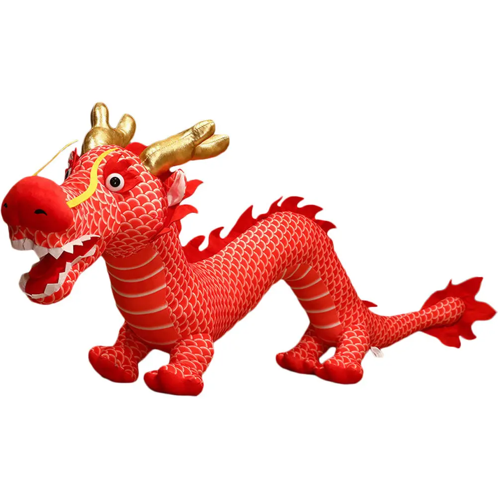 

Chinese Style Stuffed Dragon Decor for New Year Festival Home Decoration Adorable Dragon Mascot Ornament Cute Stuffed Animal