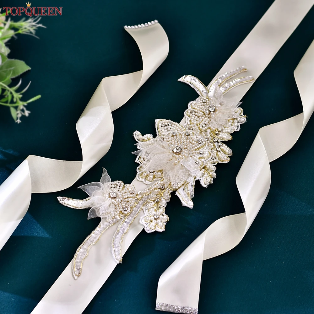 

TOPQUEEN, сшитый вручную цветок из бисера, свадебный широкий пояс, платье для выпускного вечера больших размеров, аксессуары на талию, костюм принцессы, пояс S428
