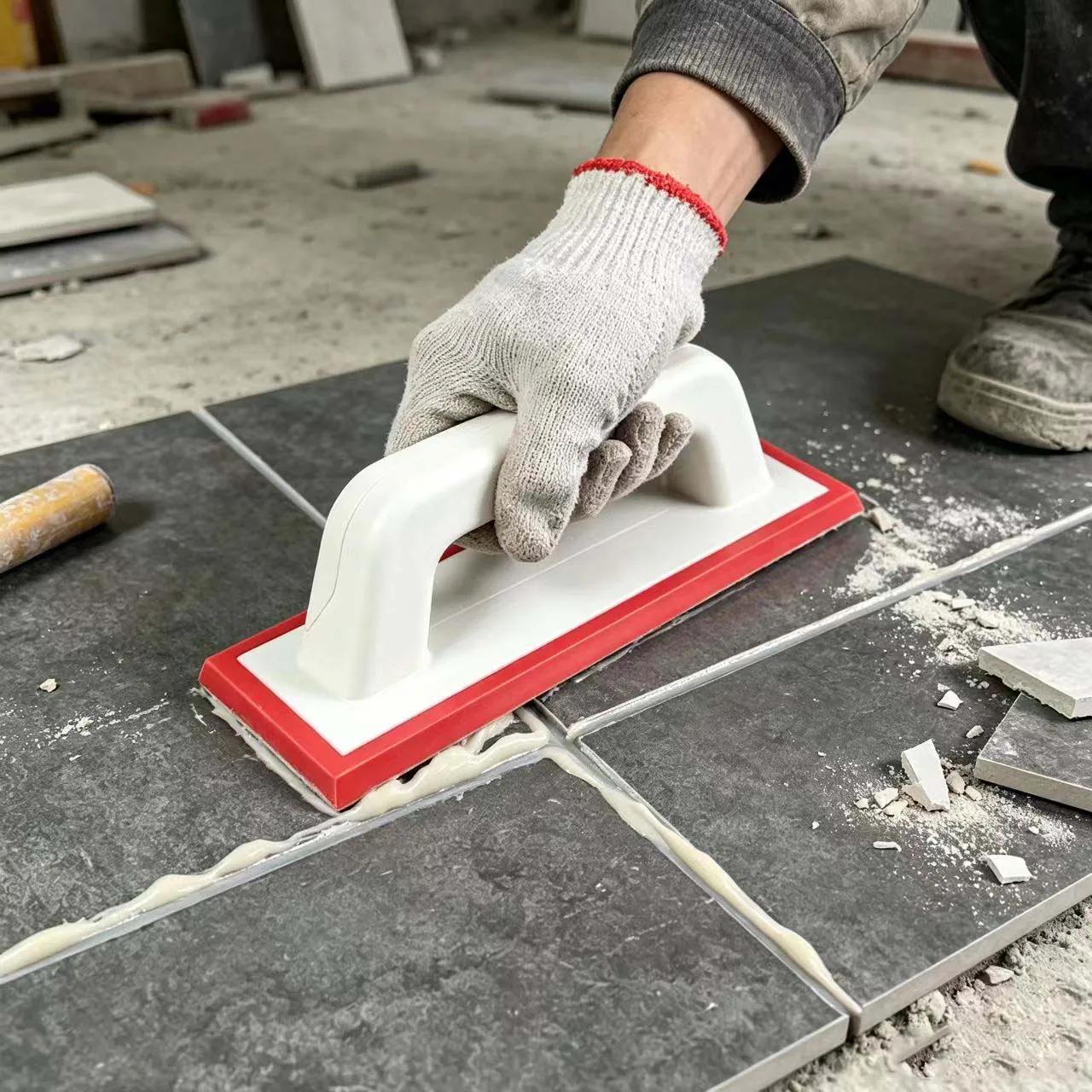 Silicone Grouting Scraper Rubber For Tile Filling Tool With Ergonomic Handle For Bathroom Floor WA'll Construction Trowel Kit
