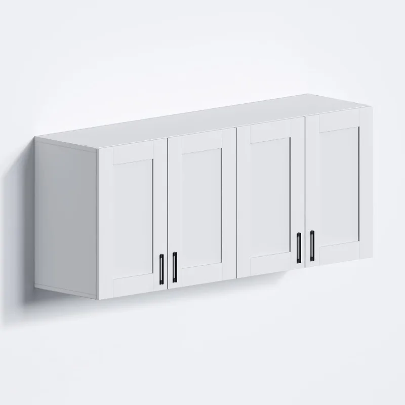 

White Laundry Room Cabinets and Storage with 4 Doors and Utility Adjustable Shelf，Gabinetes Para Cocina Cupboard Kitchen Organiz