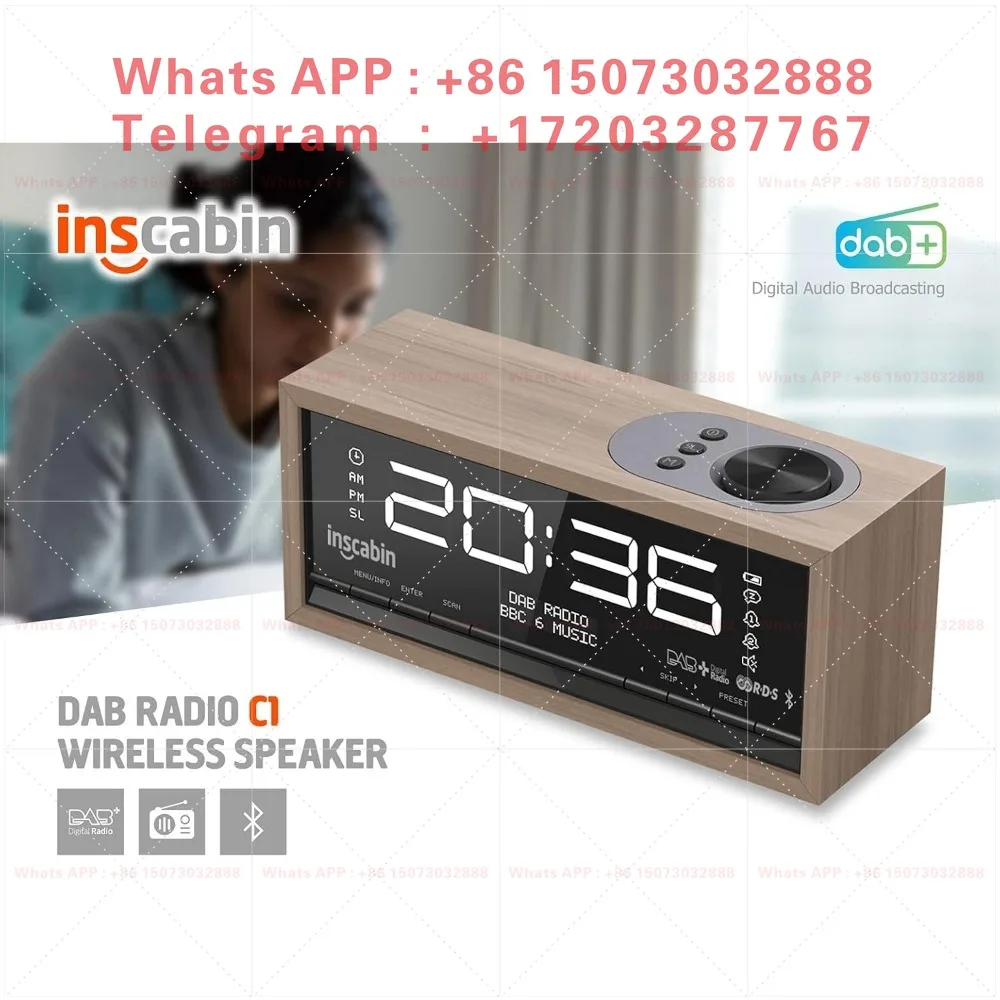 Foreign trade radio custom clock speaker Bluetooth 5.0 wooden clock speaker new plug-in version