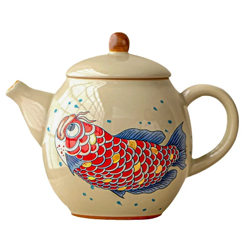 Chinese arowana teapot ceramic household teacup single pot tea machine Chinese retro kung fu tea set