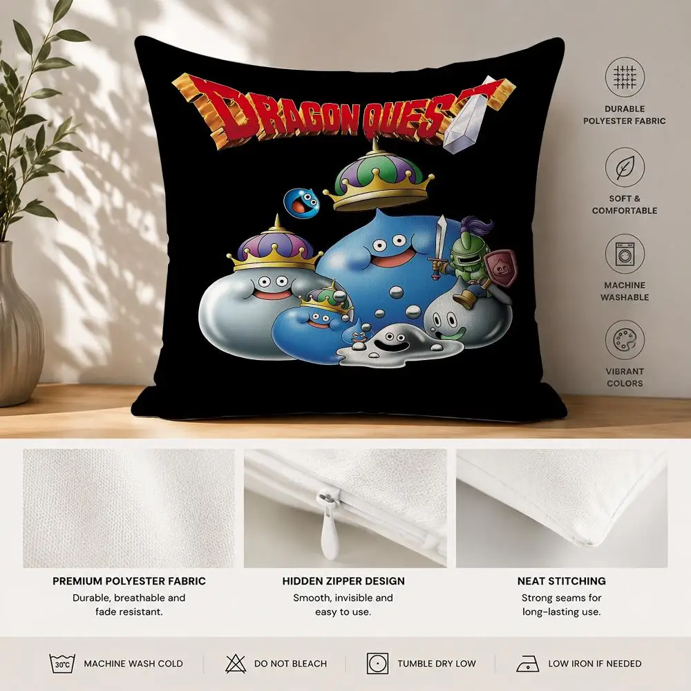 Dragon Quest Heroes Rocket Slime Cushion Cover 40x40cm Square Decorative Sofa Cushion Cover Bedroom Living Room Home Decor Gift