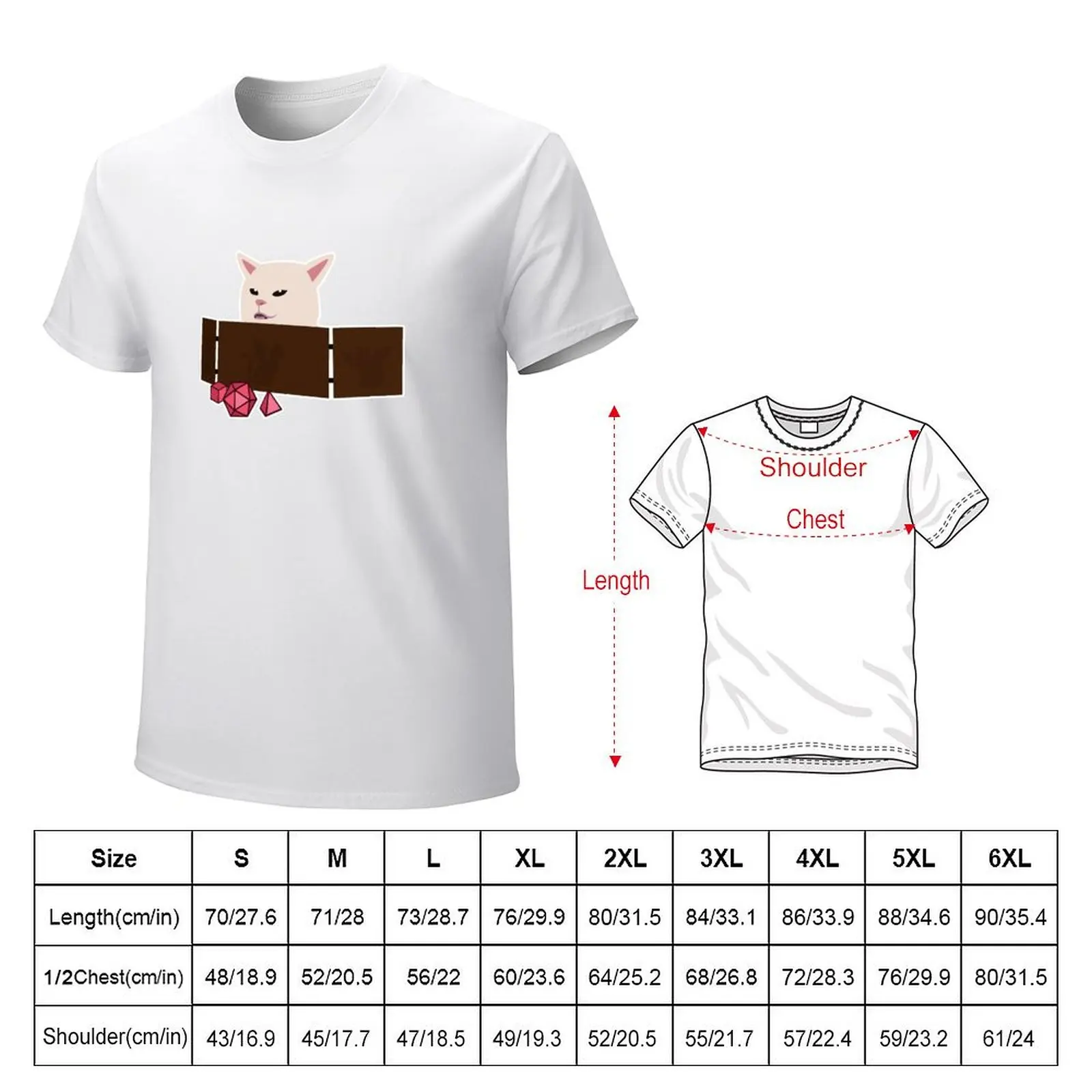 Confused Cat at DnD Table T-shirt quick drying sports fans kawaii clothes animal prinfor boys mens white t shirts