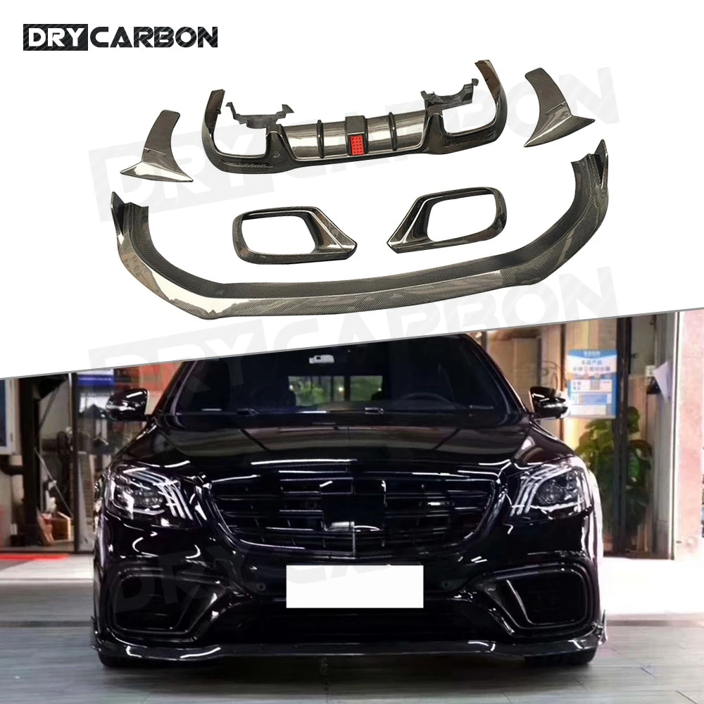 

Carbon Fiber Front Lip Bumper Air Vent Trims Fender Cover Rear Diffuser Car Trunk Spoiler for Benz S Class W222 S63 S65 AMG