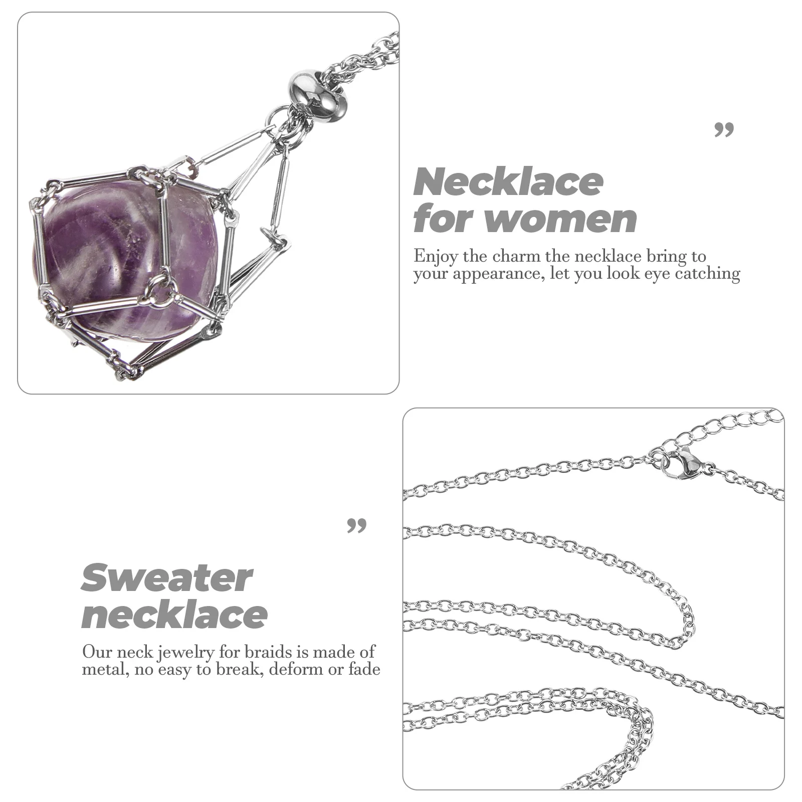

Crystal Pendant Adjustable Stone Holder Necklace for Women Fairy Trendy Metal Cyrstal Natural Pendants Man