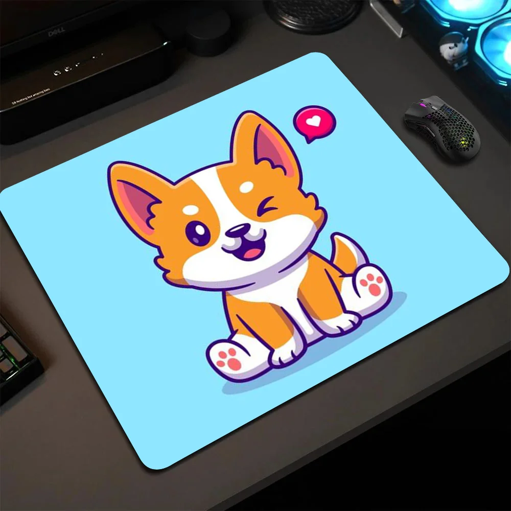 

Cute Corgi Dog Mousepad Small LockEdge Mouse Pad For Gamers Computer Desk Pad Rectangular Anti-slip Rubber