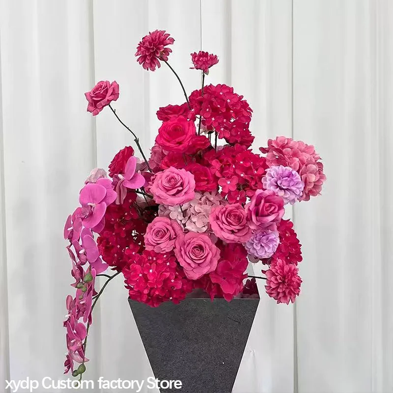 40cm 15,74 Zoll Pinkfarbene Rosen-Delphinium-Blumenkugel Tischdekoration Hochzeitshintergrund Empfang Gang Fenster Fotorequisiten – Detail 5