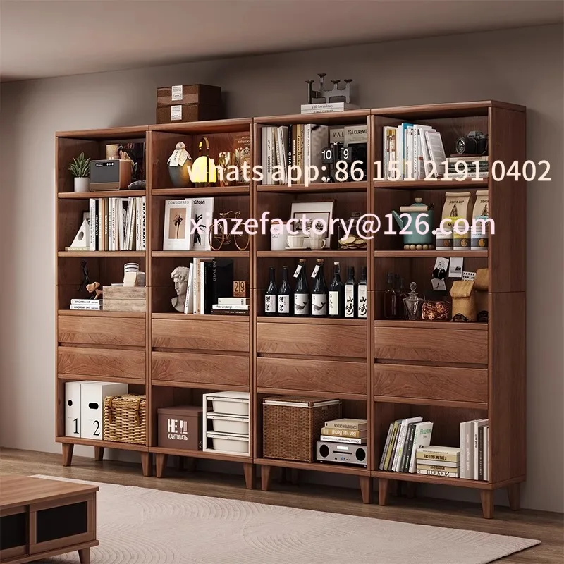 

Customizable Nordic solid wood bookcase floor-to-ceiling study cabinet bookshelf bedroom simple storage shelf simple home