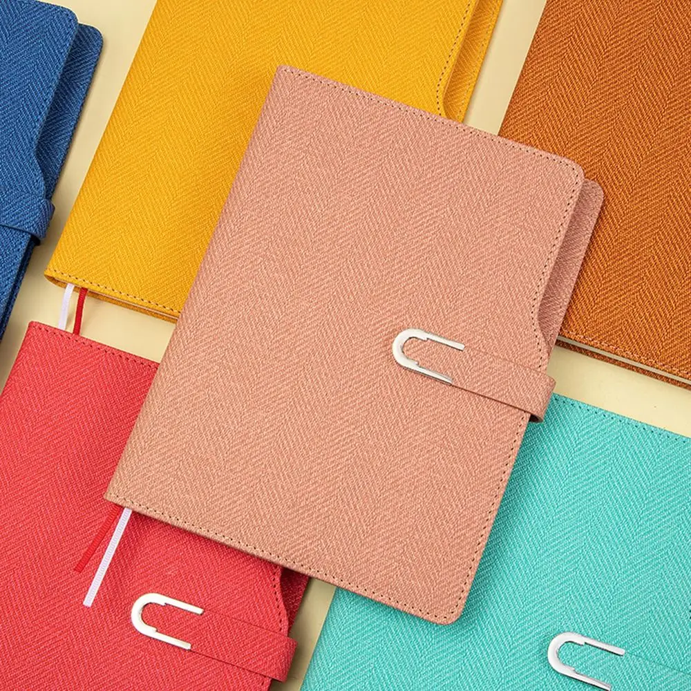 

200 Pages A5 Notepad U-Shaped Magnetic Buckle PU Leather Cover Business Office Notebook Thickened Paper Horizontal Line Diary
