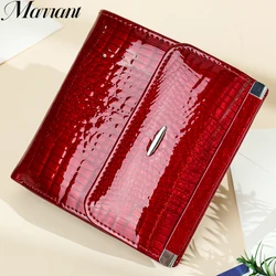 Marrant Women's Leather Wallet with Coin Pocket Red Card Holders Money Bag Coin Purse Female