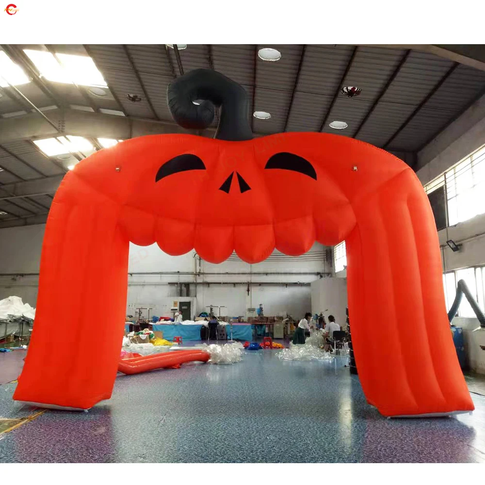 Fast Shipping 4m/6m/8m Pumpkin Face Inflatable Halloween Archway Blow Up Orange Inflatable Arch Gate For Promotion Advertising