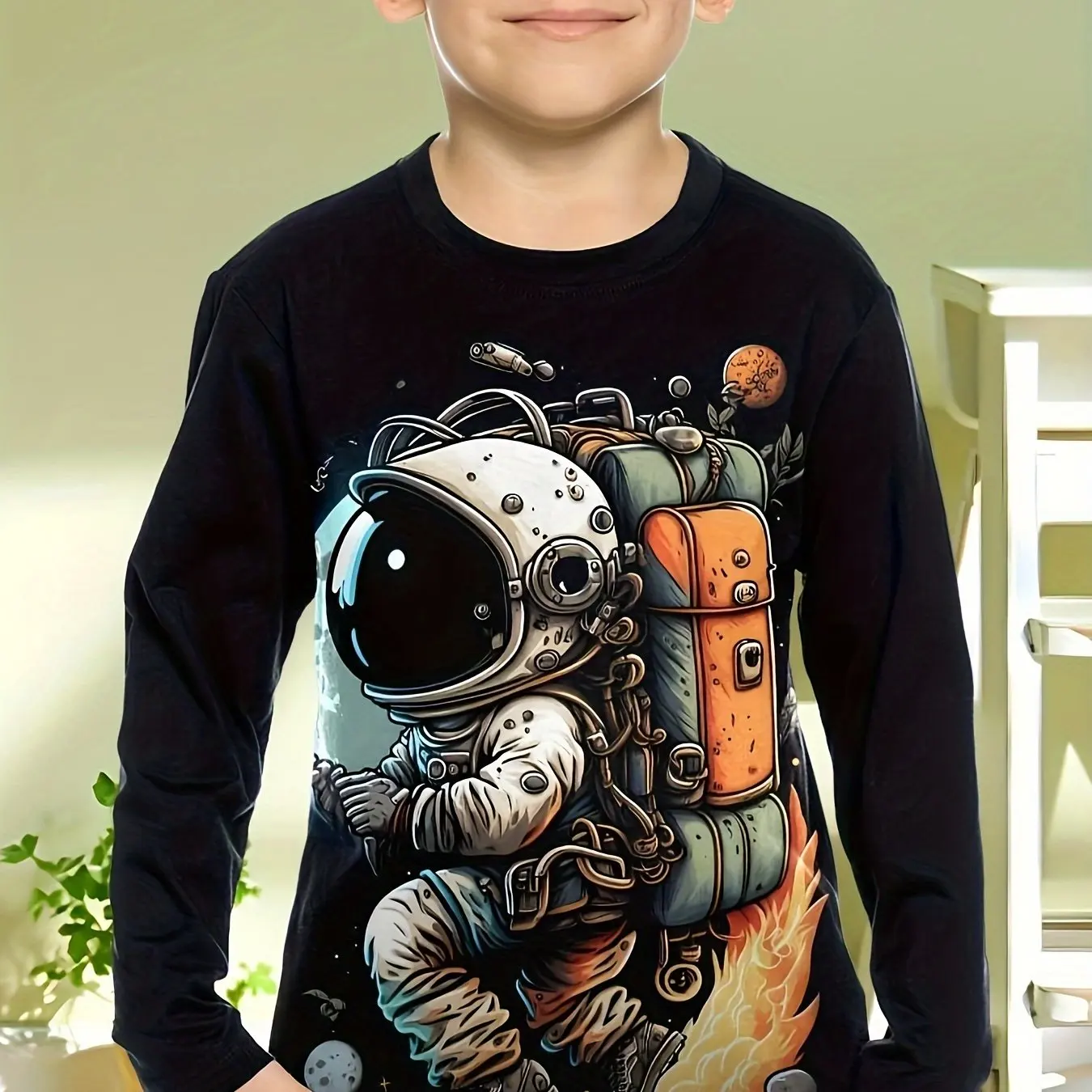 Kids Clothes Boys Tshirt Long Sleeve Children Top Astronauts Print Stylish Girl Kids Summer Clothes Casual Children's Clothing