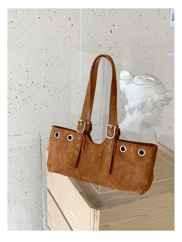 

Осенние и зимние сумки на плечо из искусственной замши для женщин в стиле панк с заклепками и пряжкой на ремне, сумки с верхней ручкой, женские леопардовые сумки-тоут