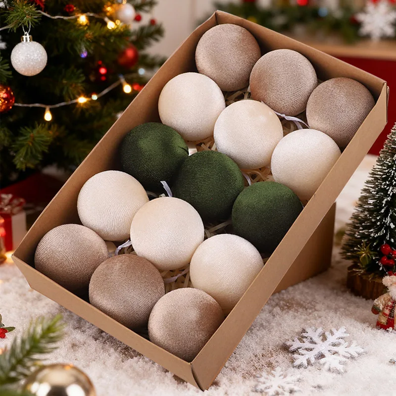 

15pcs 6cm Velvet Christmas Ball Pendant Big Xmas Tree Hanging Ball Ornaments 2025 Christmas Decoration For Home New Year Party