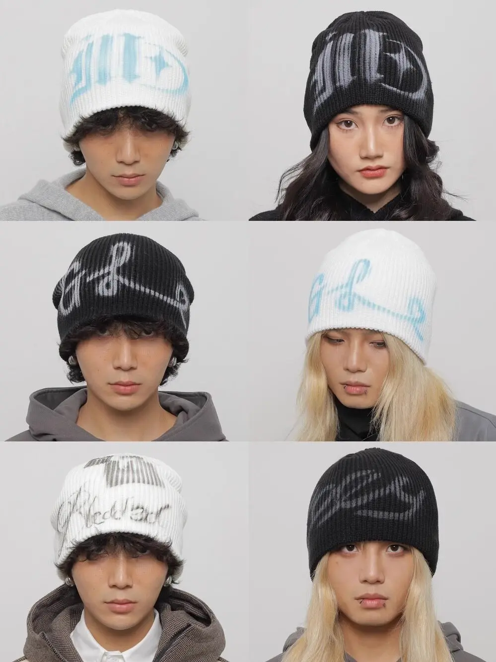 

Japanese Street Y2k Subculture Spray-painted Alphabet Wool Hat Retro Versatile Knitted Hat Cold Hat
