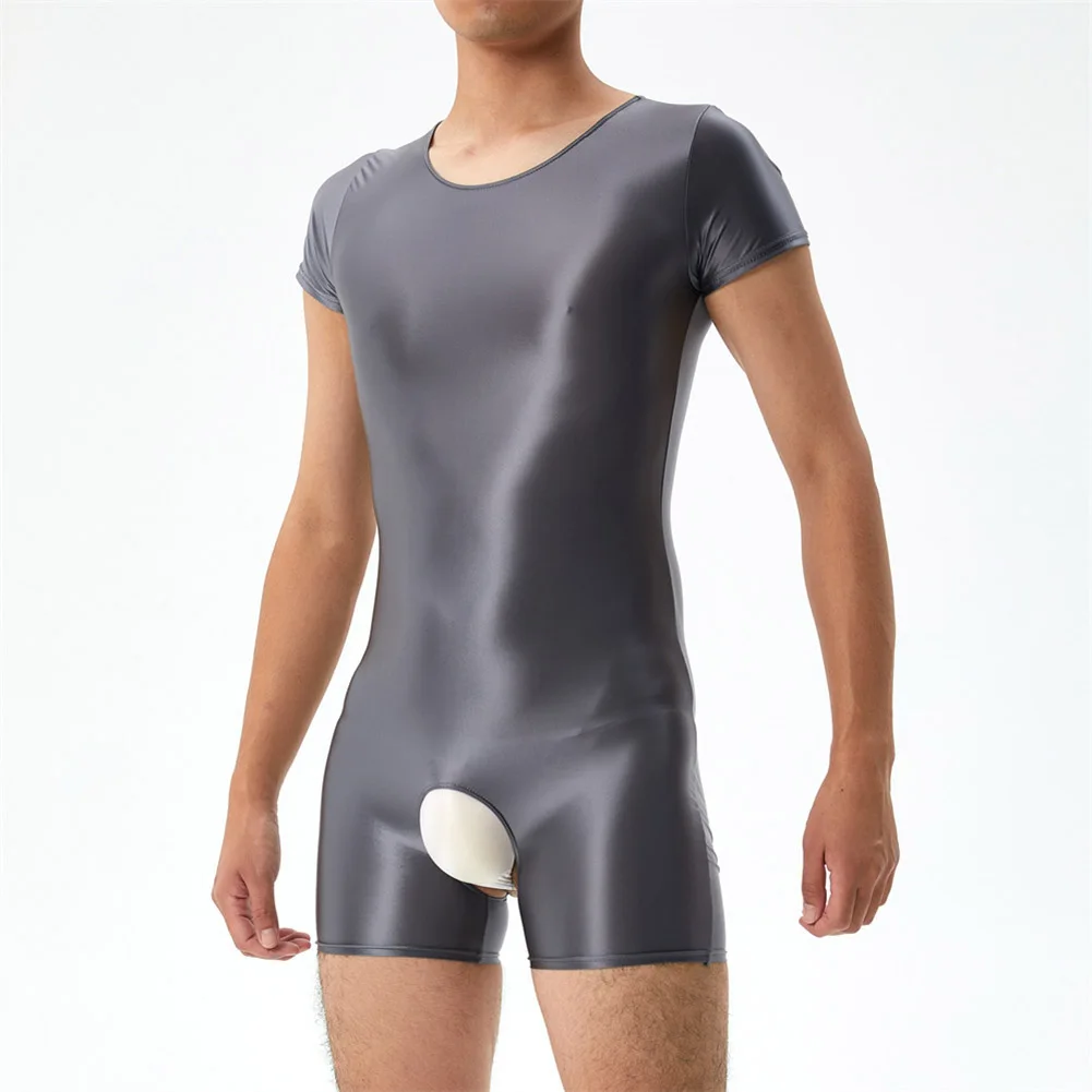 Combinaison Brillante Sexy pour Homme, Slim, Sans Entrejambe, Justaucorps Extensible, Précieux, Ultra-Mince, Sous-Vêtements Transparents, Gay, Séduction, 7.0