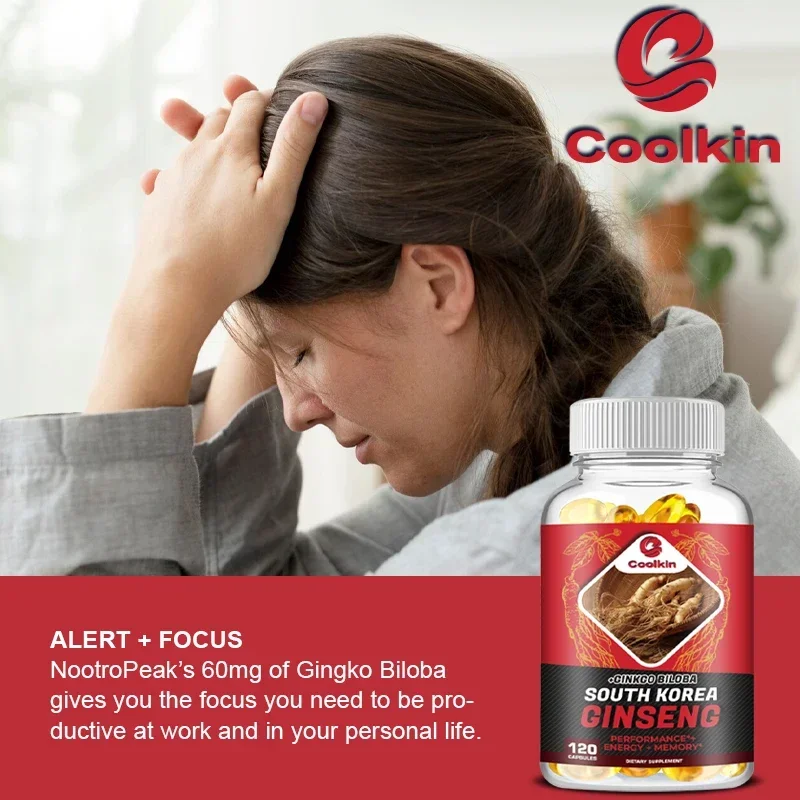 Energy Supplement - Korean Red Ginseng + Ginkgo Biloba To Enhance Physical Performance, Memory and Immune System