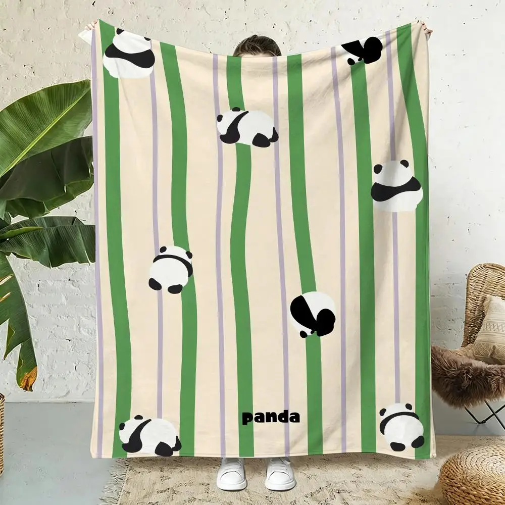 Giant Panda Throw Lightweight 240g Flannel Blanket Soft Skin-friendly for Summer Cooling