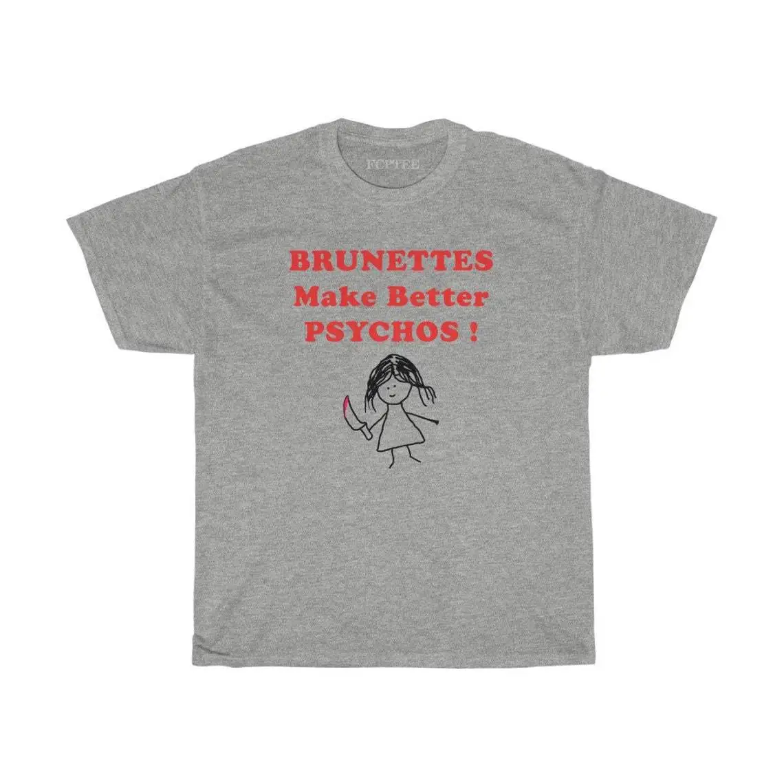 Brunettes Make Better Psychos Men T Shirts Girl Hold Knife Graphic Tee Shirts Unisex Clothing Tops Gothic Cotton Vintage T-shirt