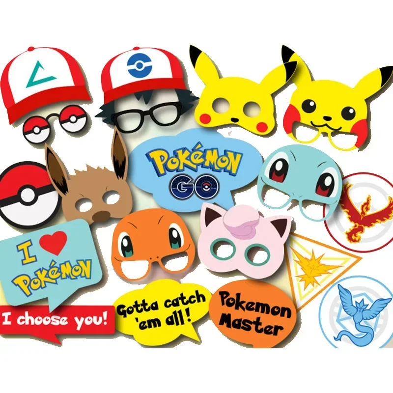 Accessoires de fête photo Pokémon pour enfants, support photo, anime japonais, cosplay, jouet, anniversaire, lever la main, cadeau de Noël, 19 pièces