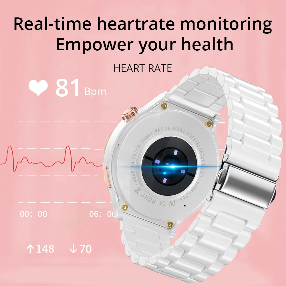 Women's Smartwatch Bluetooth Call heart rate Blood oxygen blood pressure monitoring Custom dial 1.39-inch full touch screen