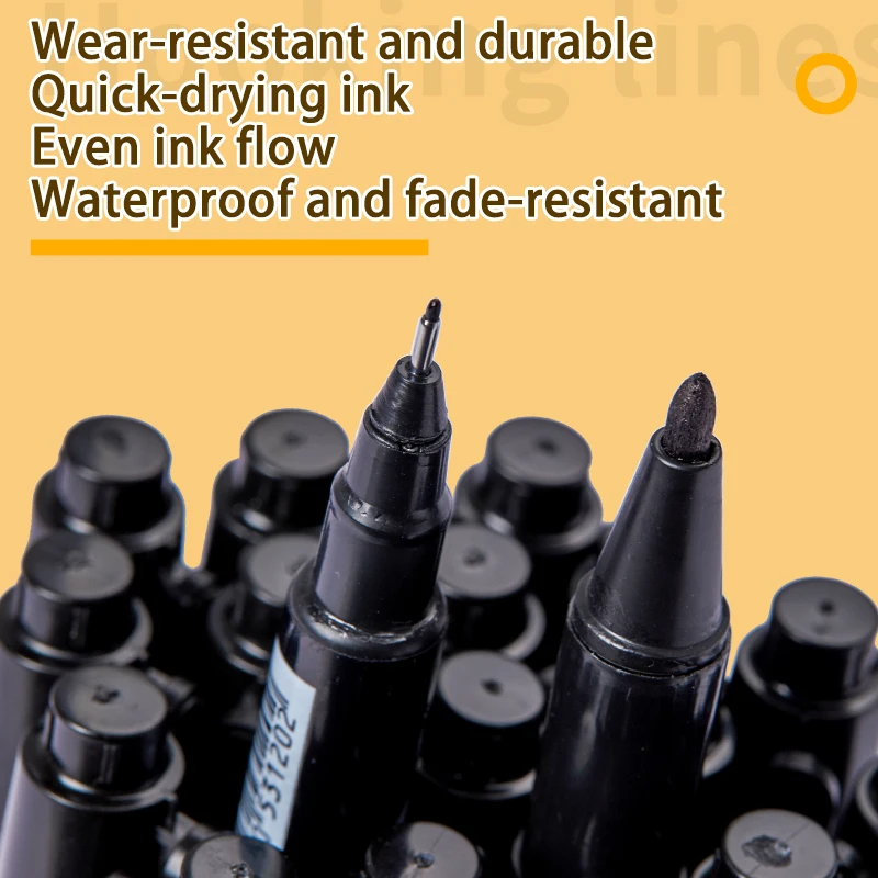 Doppelseitige Permanentmarker, Schwarze Dual-Tip-Stifte, Fein 0,5mm & Breit 1,5mm, Wasserfest zum Schreiben, Zeichnen & für Büronutzung – Detail 5