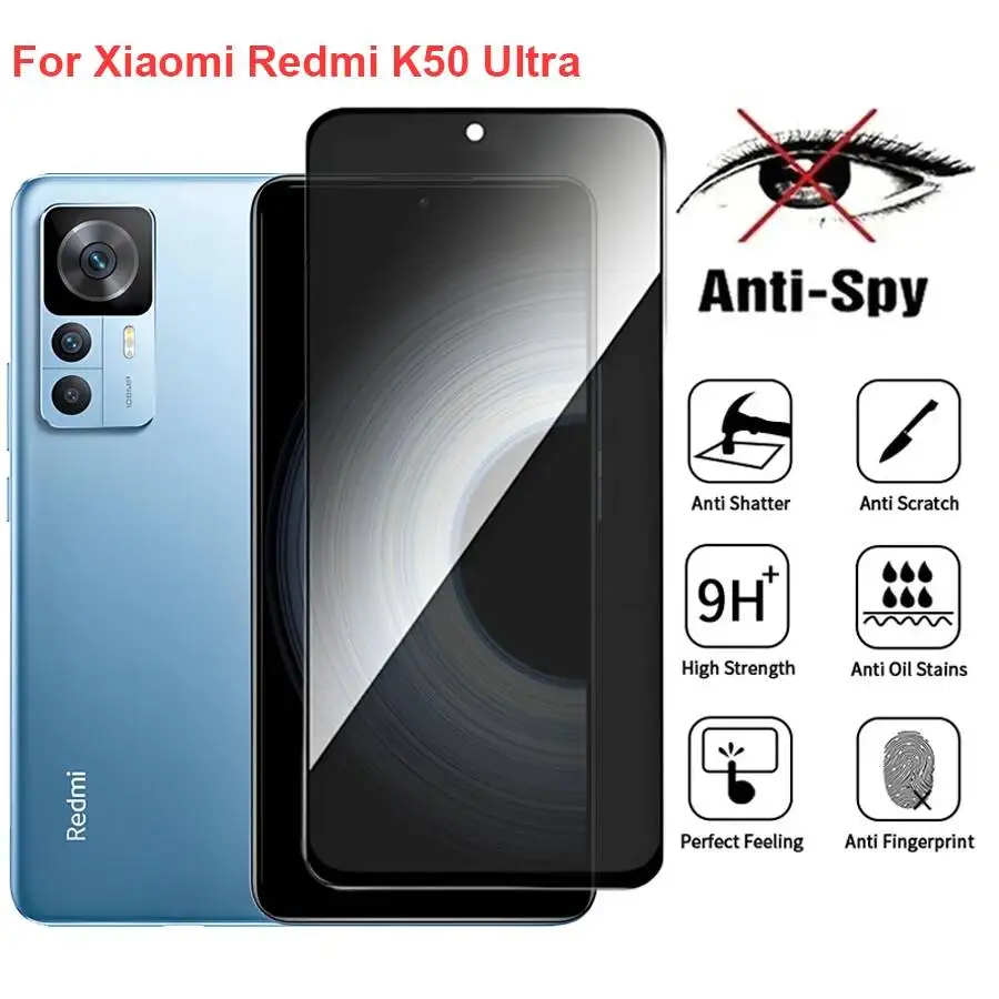 

For Xiaomi Redmi K50 Anti Spy Privacy Tempered Glass Screen Protector Compatible For Redmik50 Ultra Phone Film