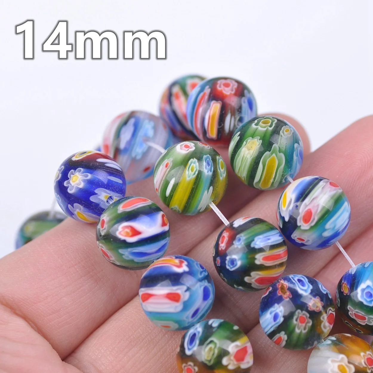 Round 6mm 8mm 10mm 12mm 14mm Mixed Flower Patterns Millefiori Glass Loose Beads Lot For Jewelry Making DIY Crafts Findings