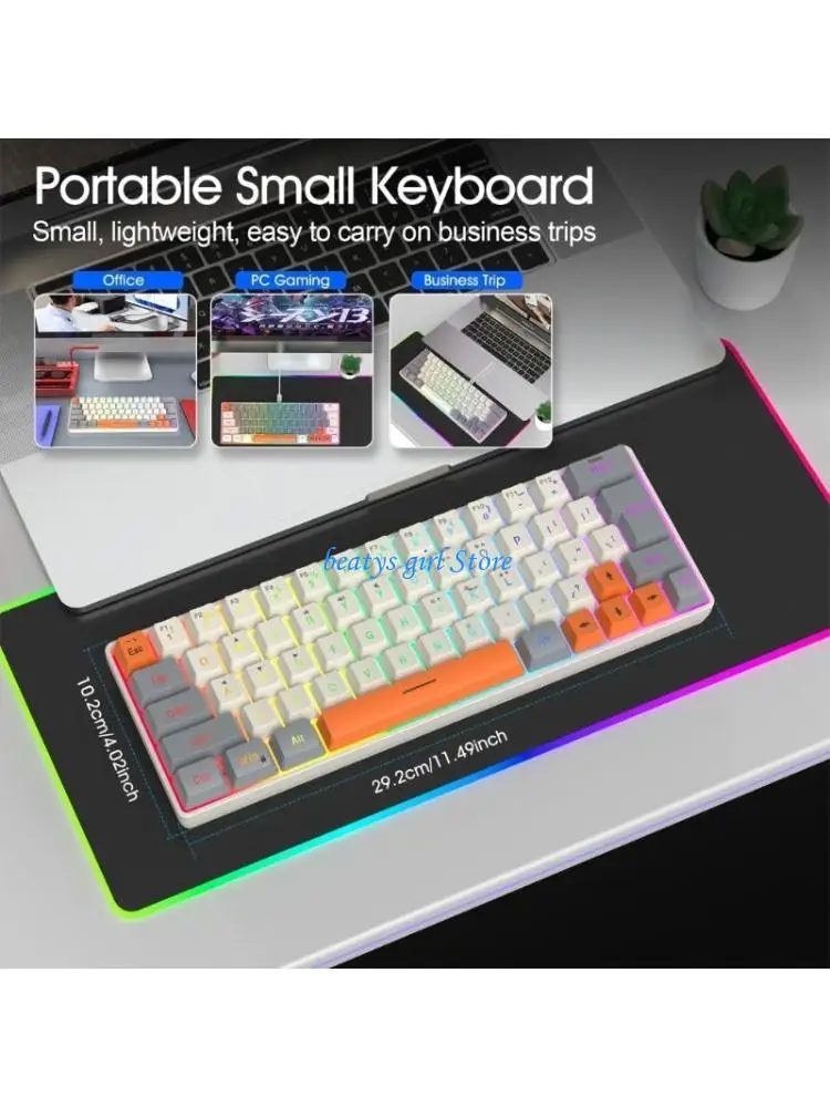 

C7AB LED Mechanical Keyboard Hot Swappable Gaming Keyboard Corded Keyboard 63 Gaming Keyboard for Computer Laptop