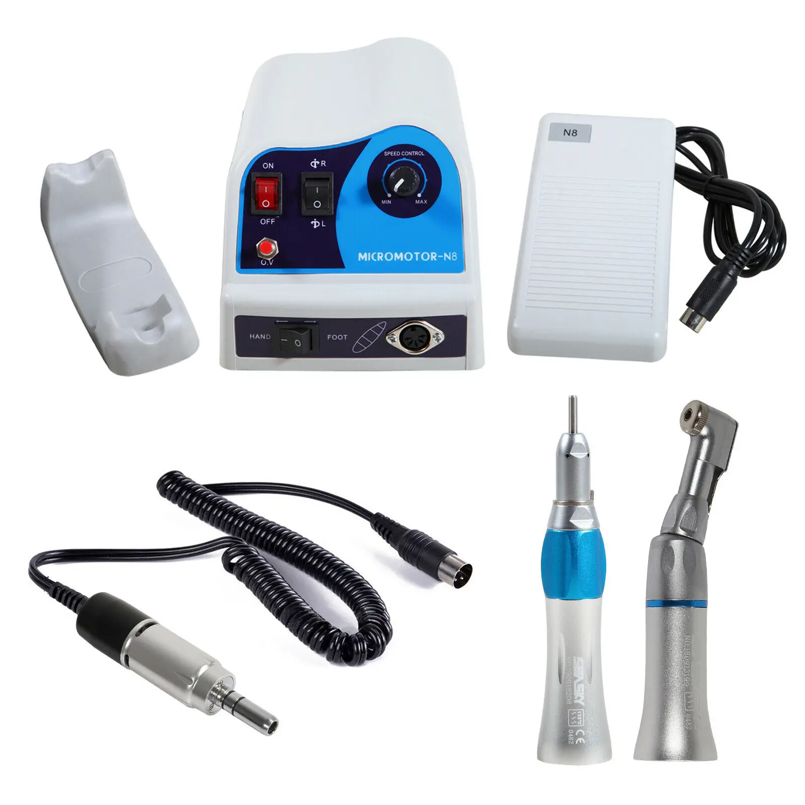 

Marathon Dental Lab Micromotor Electric Motor Polisher N8 /Contra Angle Straight Slow Handpiece 110V/220V