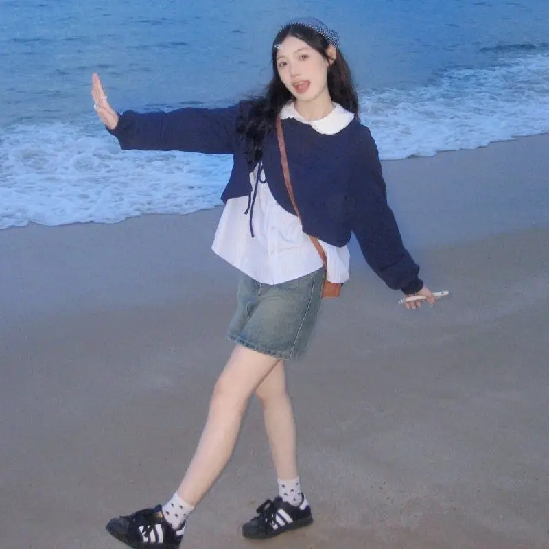 

Толстовки женские, одежда больших размеров, женские полоски, флокированные, молодежные, для колледжа, унисекс, с цветными блоками, бойфренд, с длинными рукавами, художественные сращенные