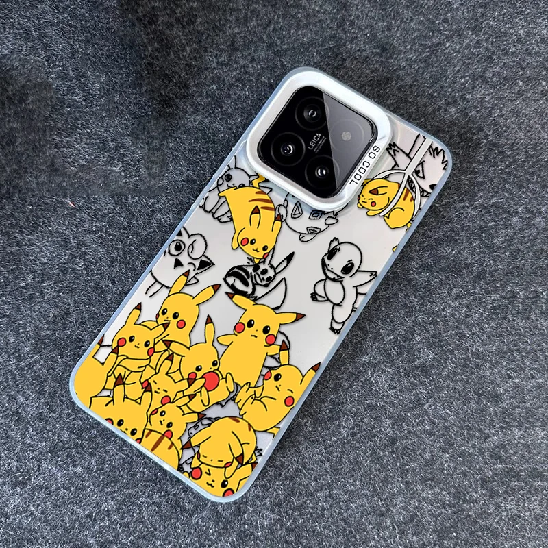 Anime P-Pokemones P-Pikachus For Xiaomi 14T 12T 13T Poco F3 F4 M2 M3 M5s X3 X5 M6 Pro GT Plus C65 Colorful Silver Phone Case