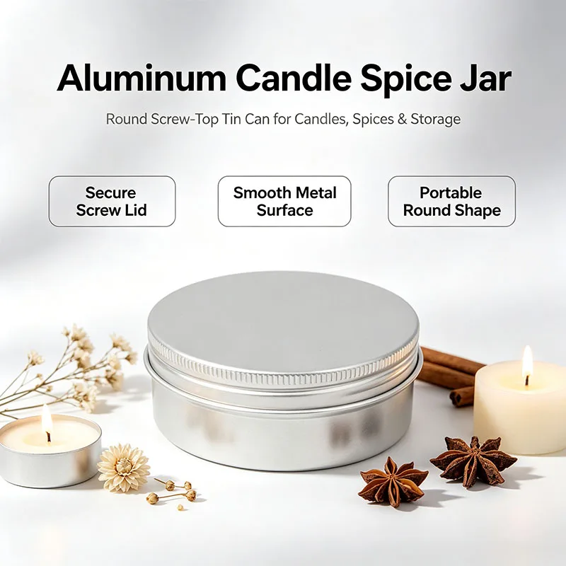 100-250ml Empty Aluminum Tins Screw Lid Round Metal Cans Containers for Candle Spice Cosmetic Storage Soy Wax Melts Pouring