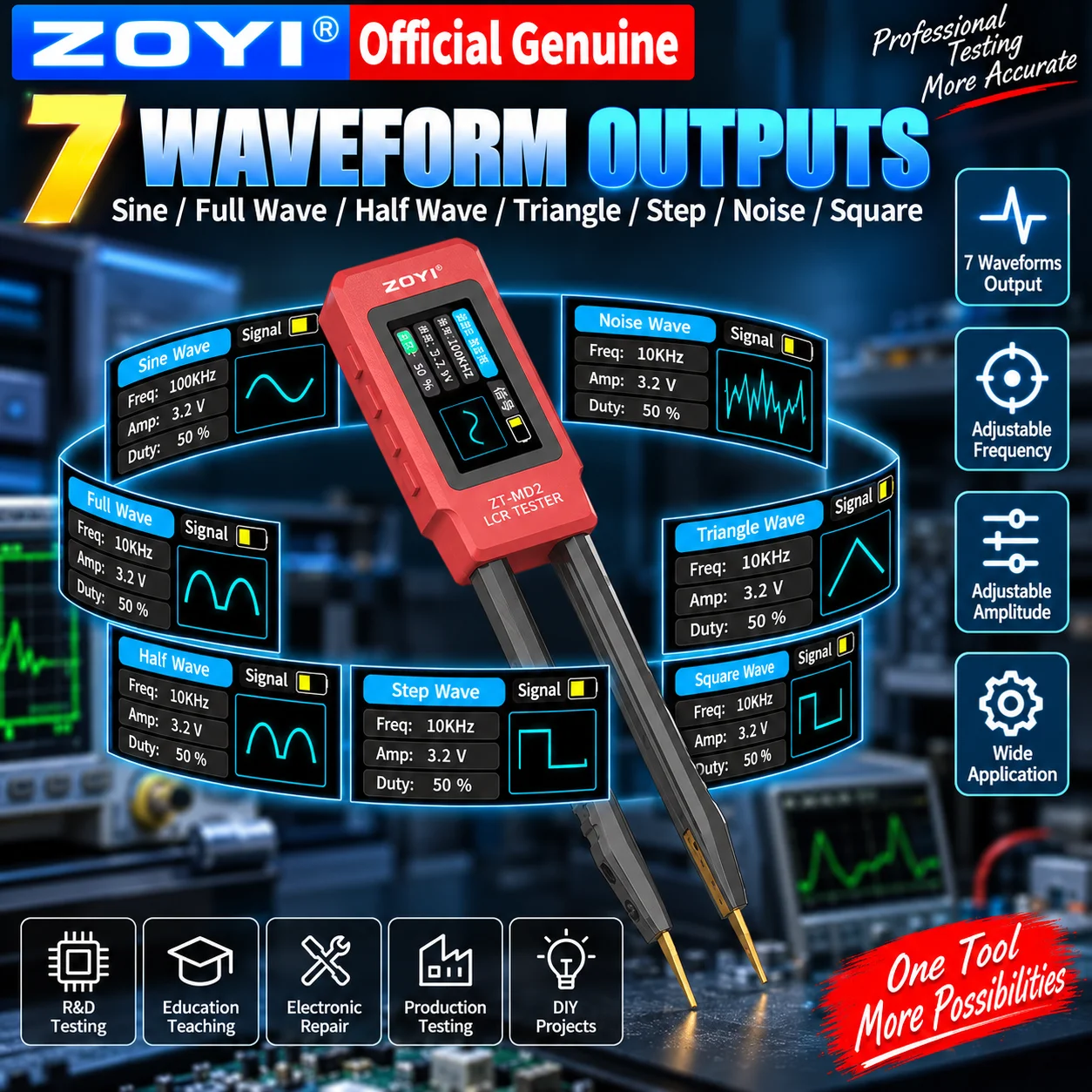 ZOYI ZT-MD2 Automatic LCR/ESR Tweezers Tester for SMD Capacitance Resistance Electronic Component Detection