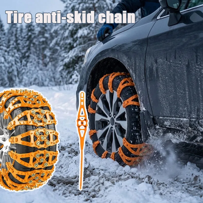 1-5PCS Universal Tire Chains for Cars SUVs Heavy Duty Rubber Snow Chains Upgraded Wear Resistant Road Traction Kit