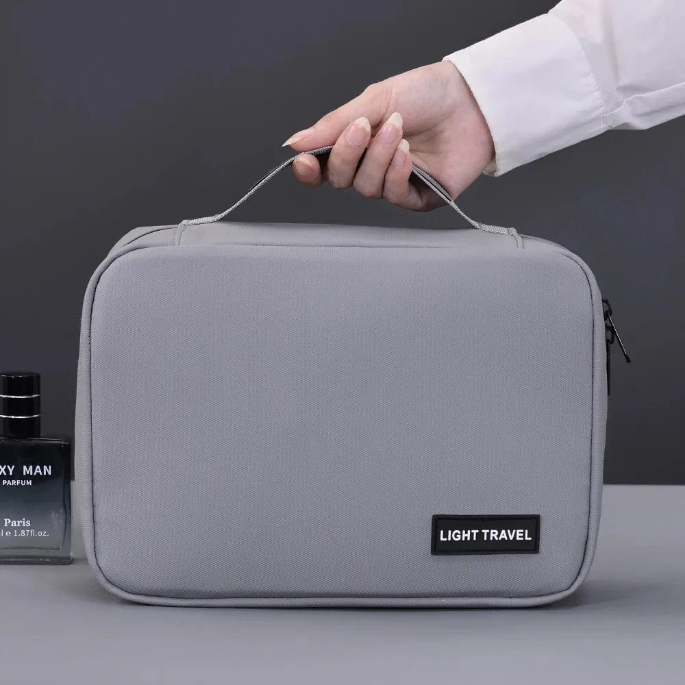 Foldable Toiletry Bag PU Waterproof Hanging Wet Dry Separation Multi Layer Business Travel Cosmetic Organizer Portable
