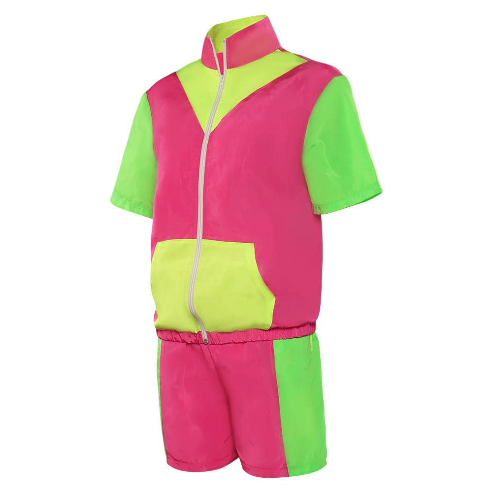 Unisex 80s 90s  Retro Hip HopTracksuit Windbreaker Cosplay Top and Jogger ShortPants Costume Halloween Roleplay Suit Female Male