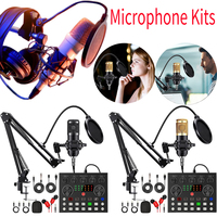 BM800 Microphone Kit V8 Live Sound Card Podcast Condenser Microphone Metal Shock Mount Pop Filter for Studio Recording Equipment