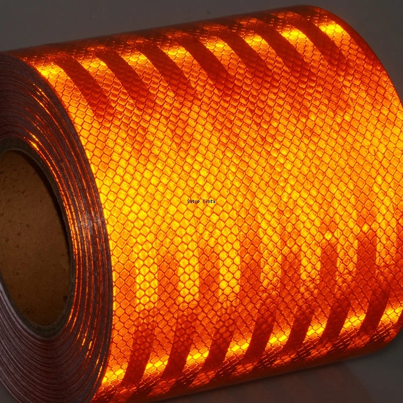 15cm Waterproof PET Orange Reflective Material High Visibility Warning Safety Adhesive Tape Reflectors Truck Stickers DIY 1meter